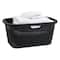 Mind Reader Linen Design 40L Laundry Basket Storage Bin with Handles, Black